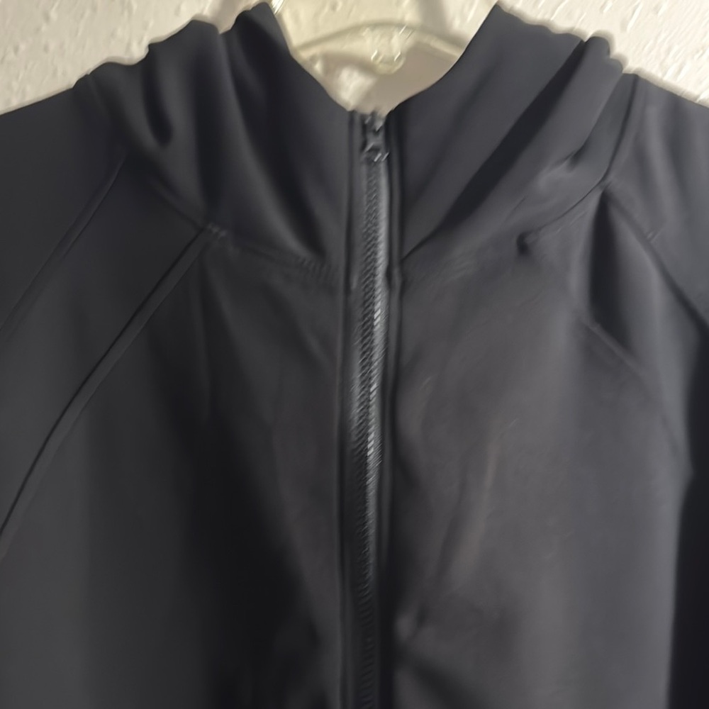 Elegant Black Bomber Zip Up Sweater - Picture 3 of 6